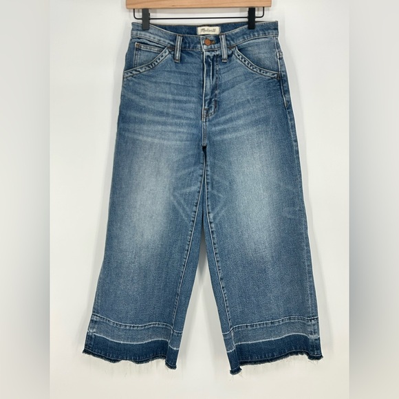 Madewell Wide-Leg Crop Jeans: Drop-Hem Edition In Elton Wash- Women's Size 27 - Picture 2 of 11